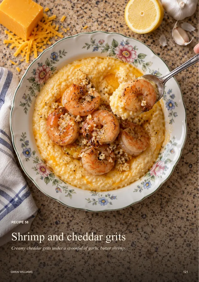 Shrimp and cheddar grits