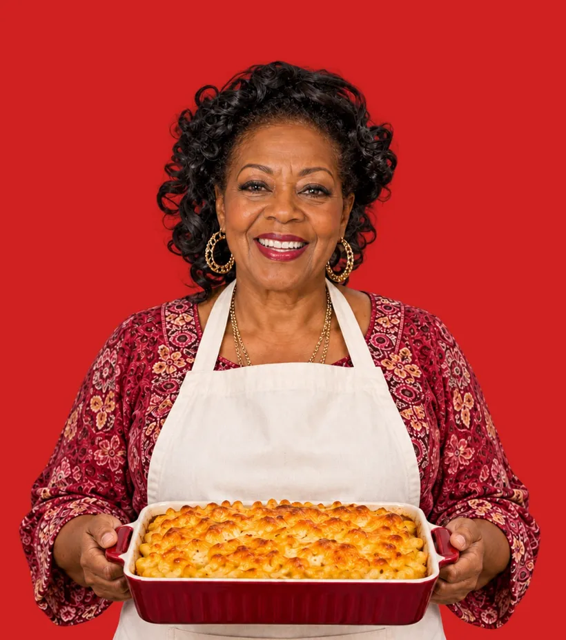 Gwen with a dish from the book